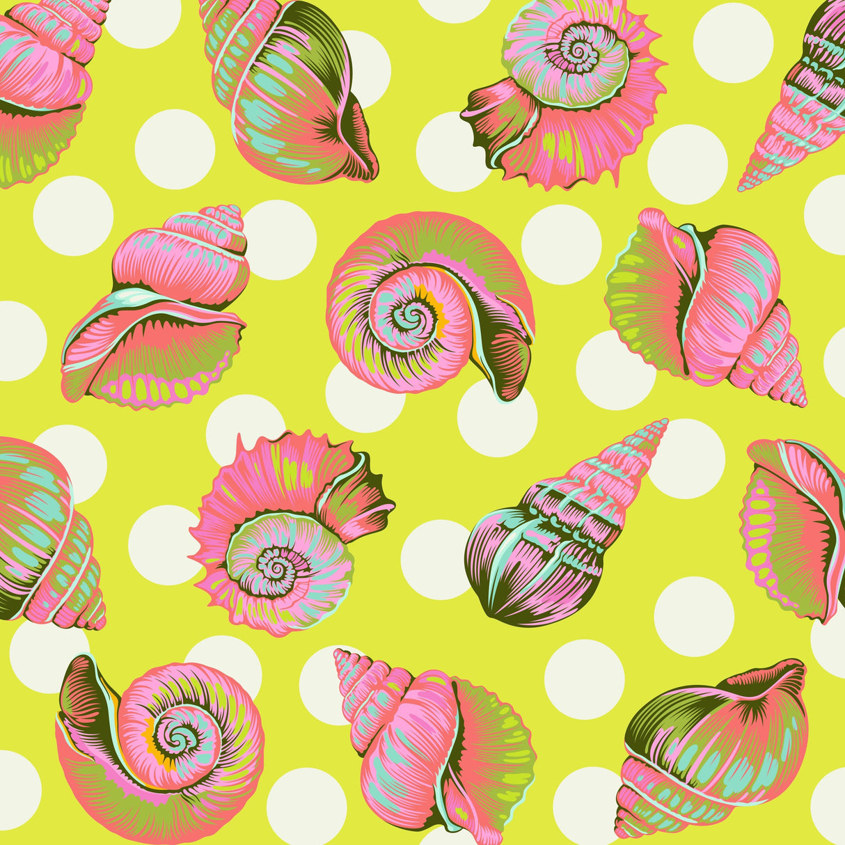 Tula Pink quilt backing 108” wide Floral Reef by the half yard Big Shelly Seagrass