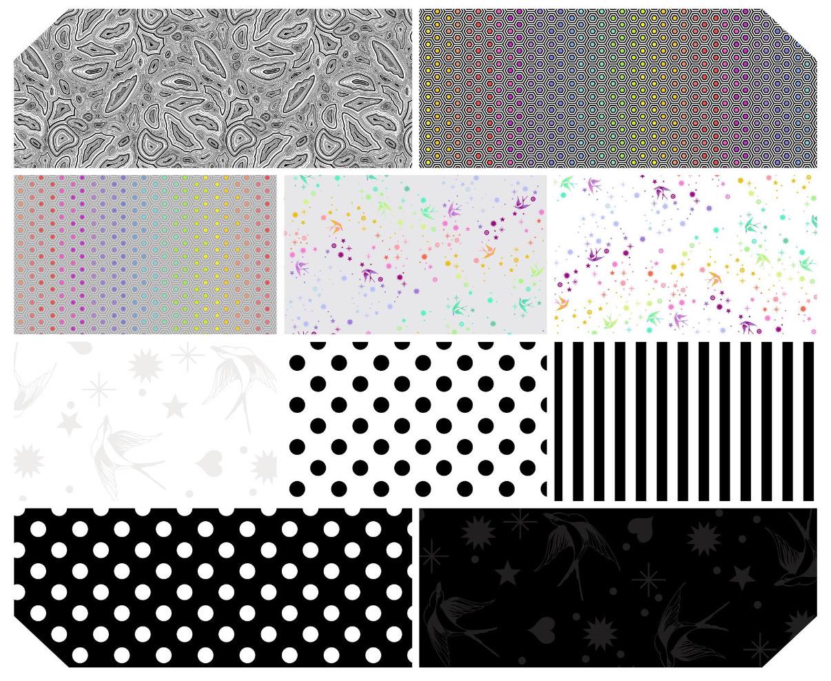 Tula Pink  True Colors Graphite Mix  - fat quarter Bundle