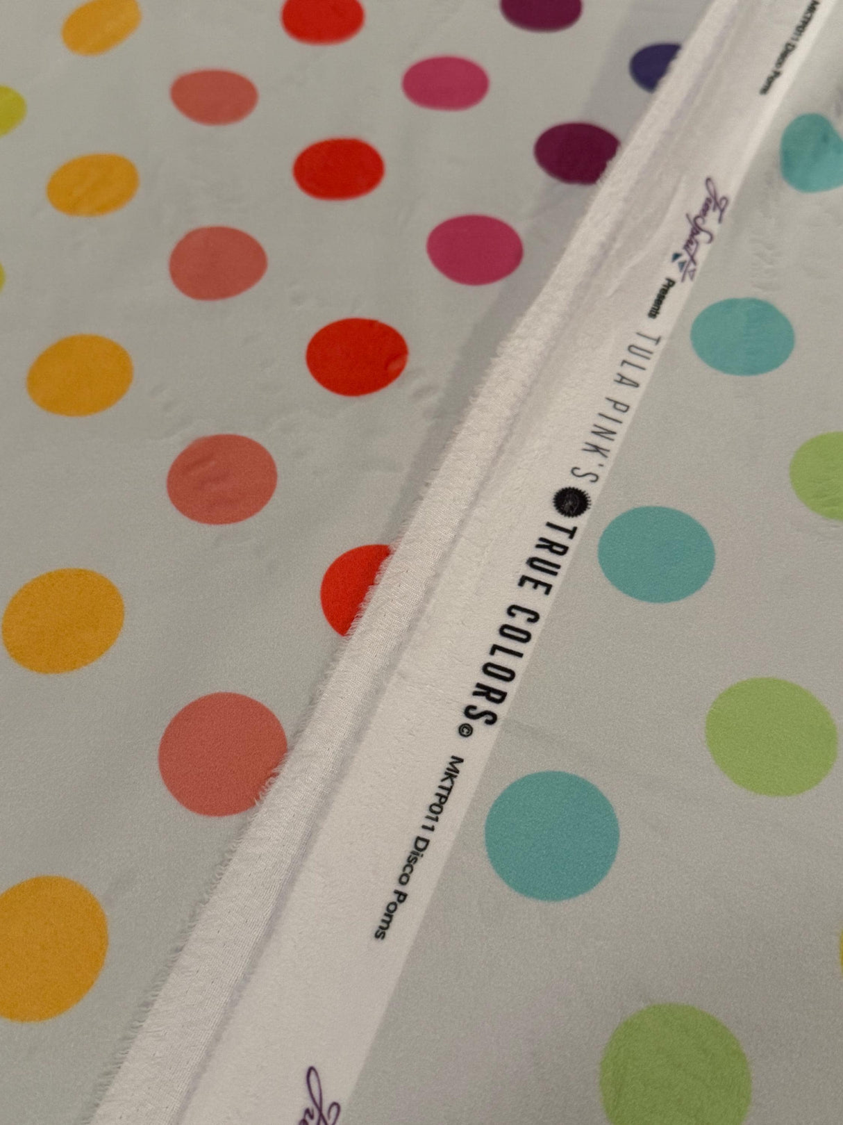 Tula Pink - Graywork  - Disco Poms - Whisper *MINKY - Half Yard  Now Shipping
