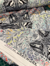 Tula Pink - Graywork  - Wolf of Pink Street  *MINKY - Half Yard  Now Shipping