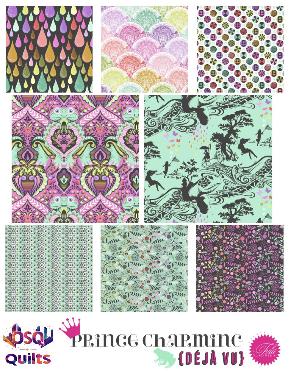 Tula Pink De Ja Vu - Prince Charming Bundle - 8 Prints - Half Yard
